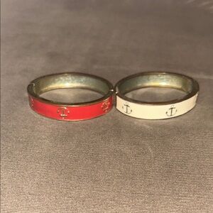 Fornash Red and White Anchor Bangle Set